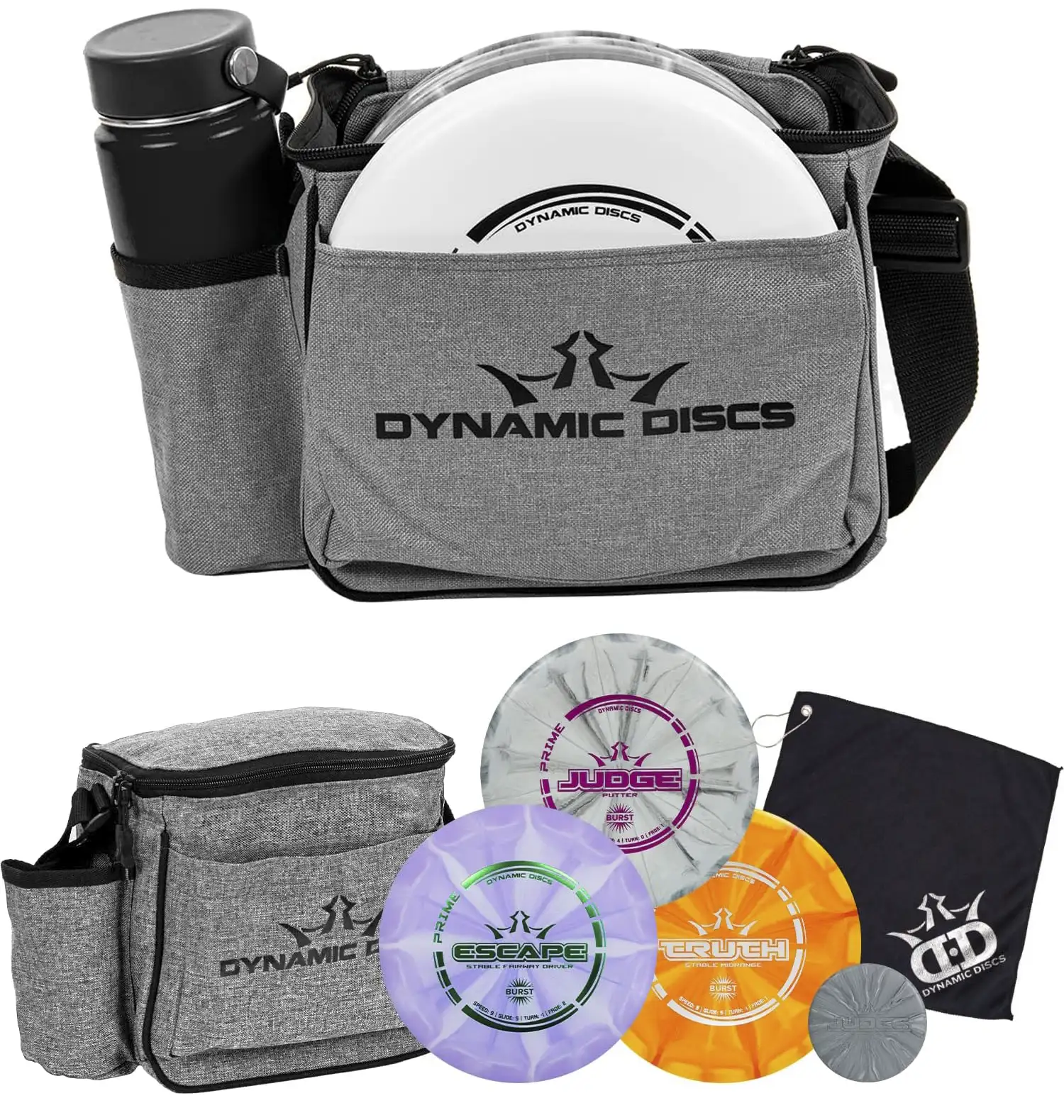 Dynamic Disc Golf set with accessories, disc golf bag, and mini-disc