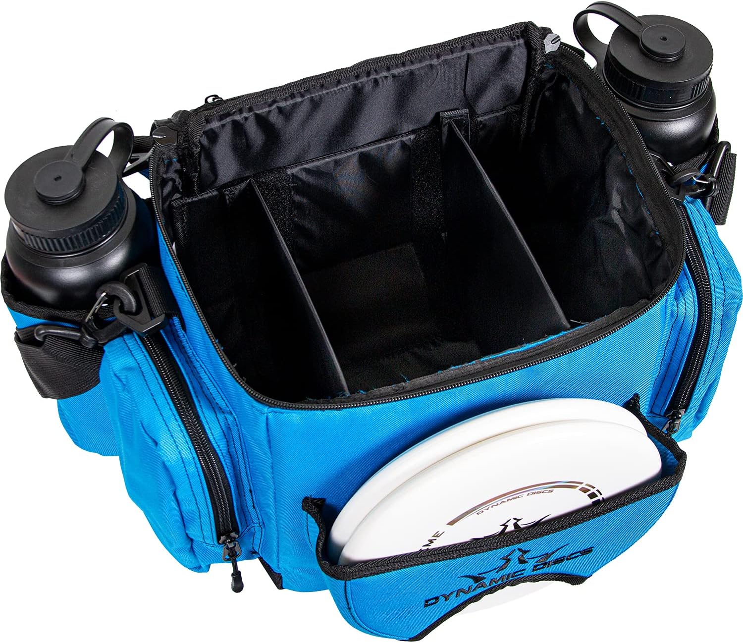 Dynamic Discs Solider shoulder disc golf bag - Cobalt Blue - top empty